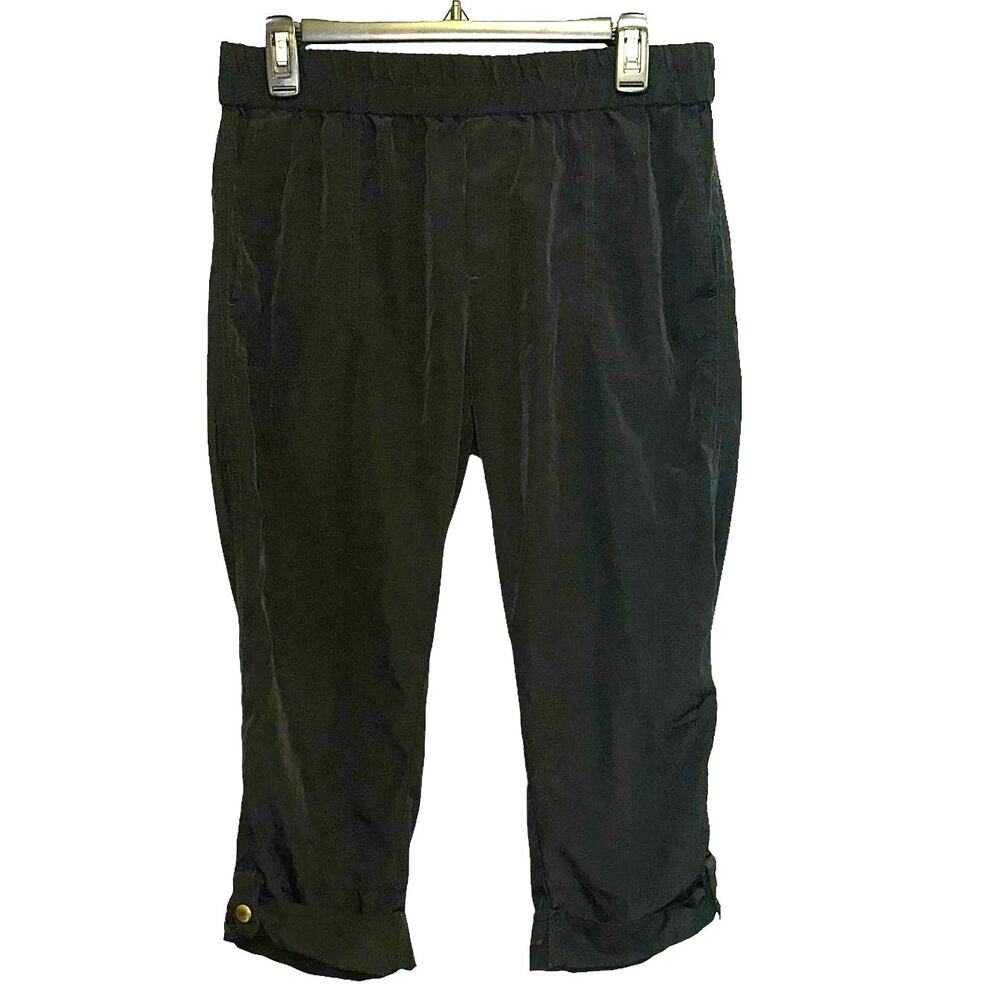 Lilla P Black Pull On Cropped Pants Womens Medium Elastic‎ Waist Casual